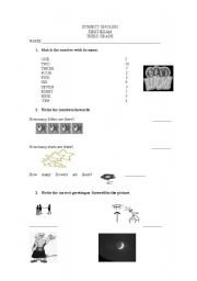 English worksheet: numbers and greetings and farewells quiz