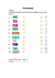 English worksheet: number