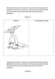 English Worksheet: Describing Monsters