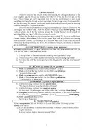 English Worksheet: Environment