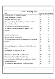 English worksheet: Reading test