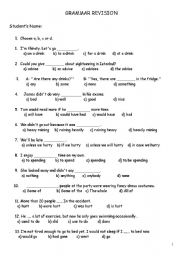 English Worksheet: Grammar Revision