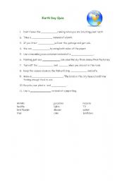 English Worksheet: The Earth Day Quiz