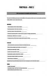 English Worksheet: PORTFOLIO_STRENGTHS_WEAKNESSES