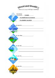 English Worksheet: Should and Shouldn`t -- What to do in case of Natural Disasters