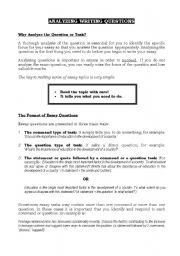 English worksheet: Analysing Writing Questions