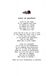 English worksheet: Love is perfect