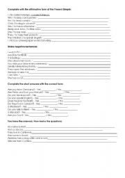 English Worksheet: Simple Present Exercises