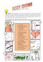 English Worksheet: IDIOMS  WITH BODY PARTS