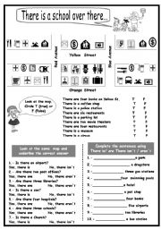 English Worksheet: There is/are isnt arent  (city map)