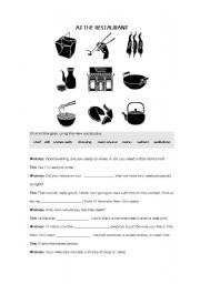 English worksheet: AT THE RESTAURANT