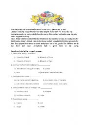 English Worksheet: Elementary reading: Birthday Party.