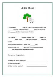 English Worksheet: Lili the sheep: past simple practice