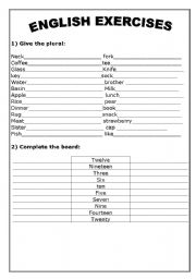 English worksheet: ENGLISH EXERCISES