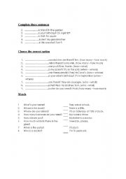 English worksheet: Questions words