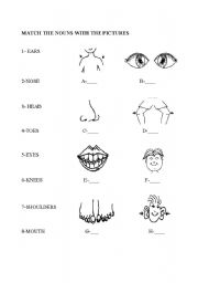 English Worksheet: BODY PARTS handout