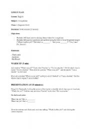 English Worksheet: Lesson plan Occupations