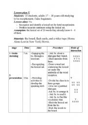 English Worksheet: Lesson plan