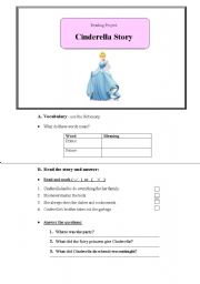 English Worksheet: Reading project - Cinderella story