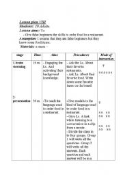 English worksheet: Lesson Plan