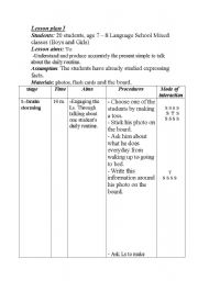 English Worksheet: Lesson Plan