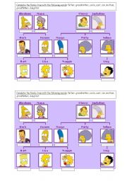 English Worksheet: The Simpsons : family vocabulary