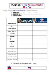 English Worksheet: OBAMA - McCAIN WEBQUEST