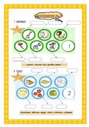 English Worksheet: pictures for children animals /food PAGE2