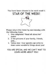 English worksheet: Star of the Week