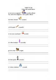 English Worksheet: VERB TO BE