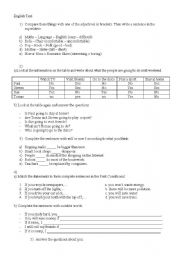 English worksheet: test for intermediate students