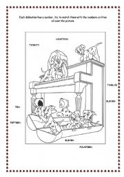 English Worksheet: 101 Dalmatians and Numbers