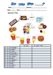 English Worksheet: Foods  Like & Dislike