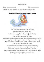 English Worksheet: Santa Claus is coming to town -- Listening exercise