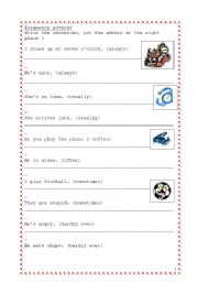 English worksheet: Frequency adverbs drill