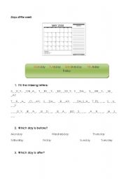 English Worksheet: Days of the week