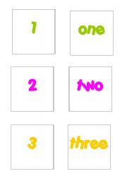 numbers 1-20 flashcards