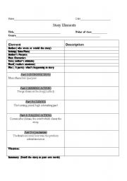 English Worksheet: story elment chart