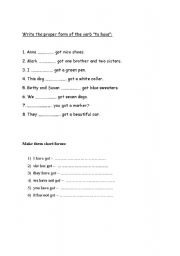 English worksheet: have/has got