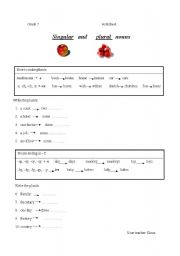 English worksheet: Singular   and      plural   nouns.doc