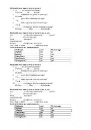 English Worksheet: to be- simple past