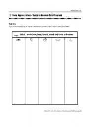 English worksheet: Song appreciation - Tears in Heaven