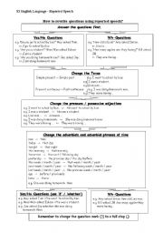 English Worksheet: Reporting questions - steps