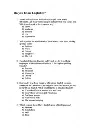 English worksheet: Do you know Englishes?