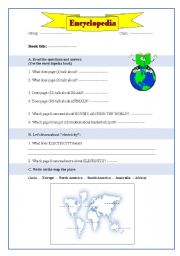 English worksheet: Use Encyclopedia 