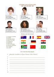 English Worksheet: Countries and Nationalities / He-She and His-Her