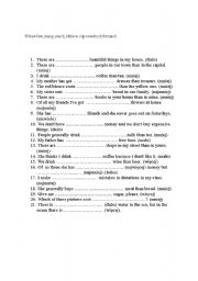 English Worksheet: few/little/much/many