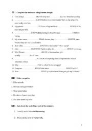 English worksheet: Present Simple