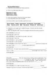 English Worksheet: The Incredibles Scene 1