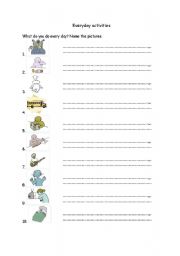 English worksheet: Everyday activities